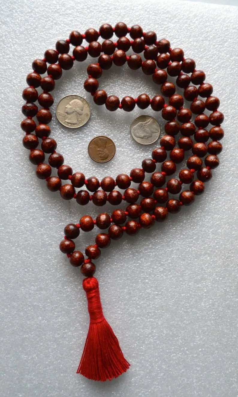 TIBETAN BUDDHIST BODHI BEADS Stone Mala Beads, 108 Mala Necklace, Knotted Mala, WWG Necklace, Yoga Jewelry Meditation Beads Spiritual Jewelry Boho Jewelry, 34inch, Gemstone