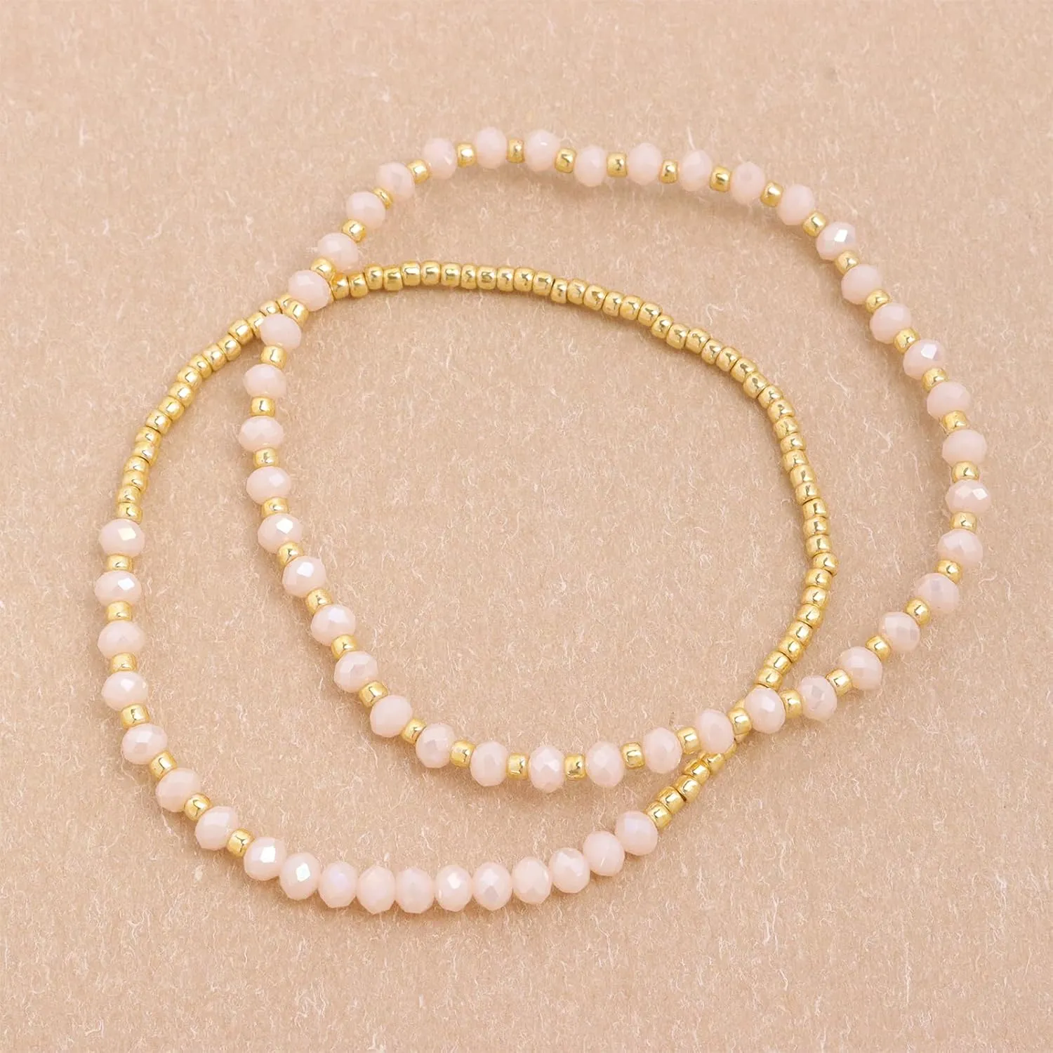 Tila Flat Gold Beaded Bracelets Stack Set for Women, Boho Colorful Handmade Gemstone Miyuki Glass Beads Stretch Festive Holiday Accessories Jewelry Gift.