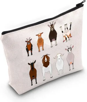 TOBGBE Funny Goat Gifts Cute Goats Group Makeup Bag Farm Animals Goat Gifts for Goat Lovers Goat Breeder Gift (Goat Bag)