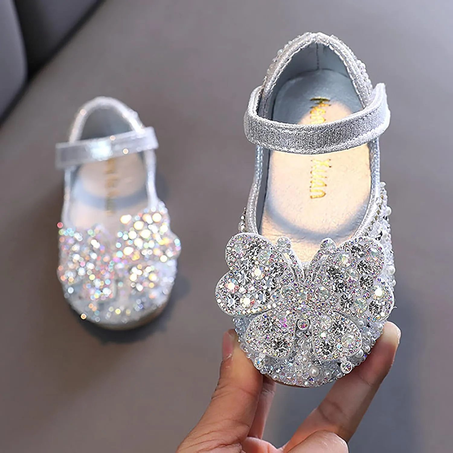 Toddler Flower Girl Dress Shoes Rhinstones Mary Jane Ballet Flats Kids Wedding Party Toddler Little Girls Sandals
