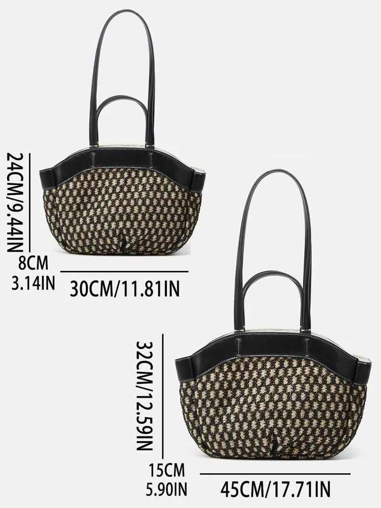Top Handle Straw Shoulder Bags for Women Summer Straw Purses and Handbags Casual Beach Bag for Shopping Vacation