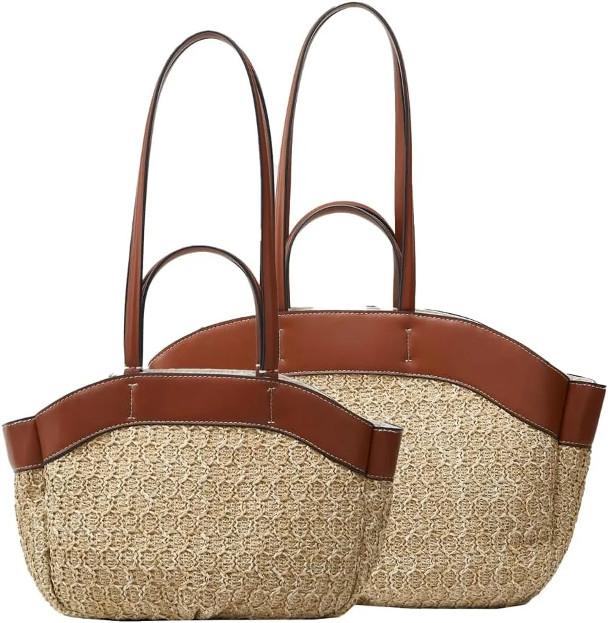 Top Handle Straw Shoulder Bags for Women Summer Straw Purses and Handbags Casual Beach Bag for Shopping Vacation