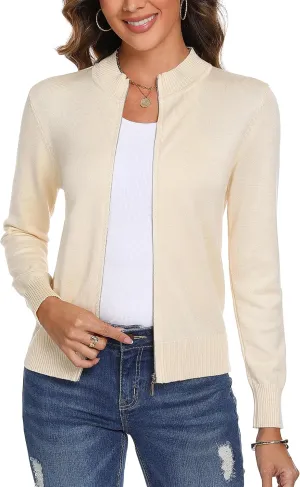 Totatuit Womens Long Sleeve Knitted Zip Up Sweater Cardigans Sweaters Lightweight Zipper Sweatshirts Jacket