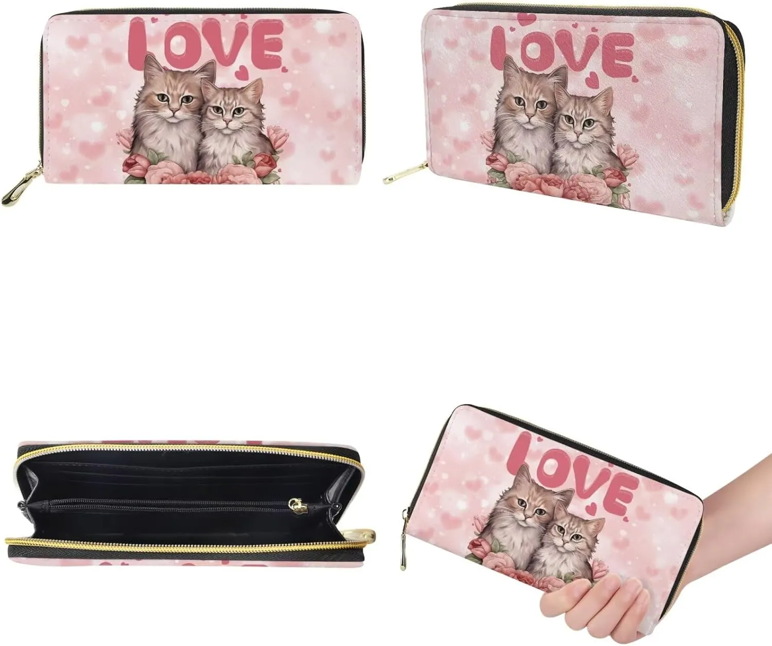 Valentine's Day Leather Tote Bag for Women Card Slots Wallet 2 Piece Set