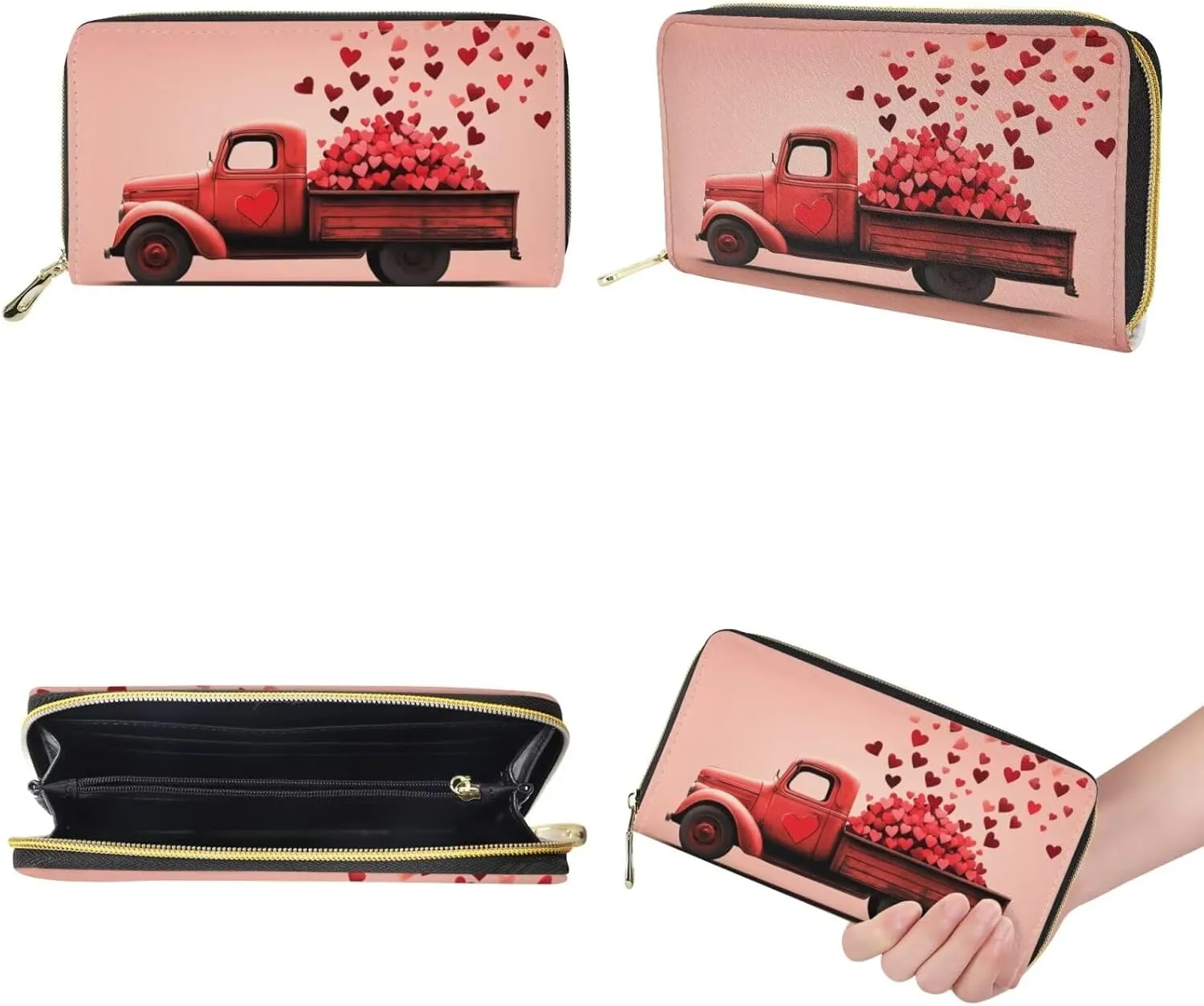Valentine's Day Leather Tote Bag for Women Card Slots Wallet 2 Piece Set