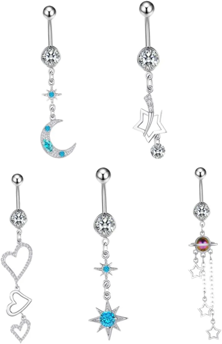 VALICLUD 5pcs Black Belly Button Rings Top down Navel Body Belly Rings for Women