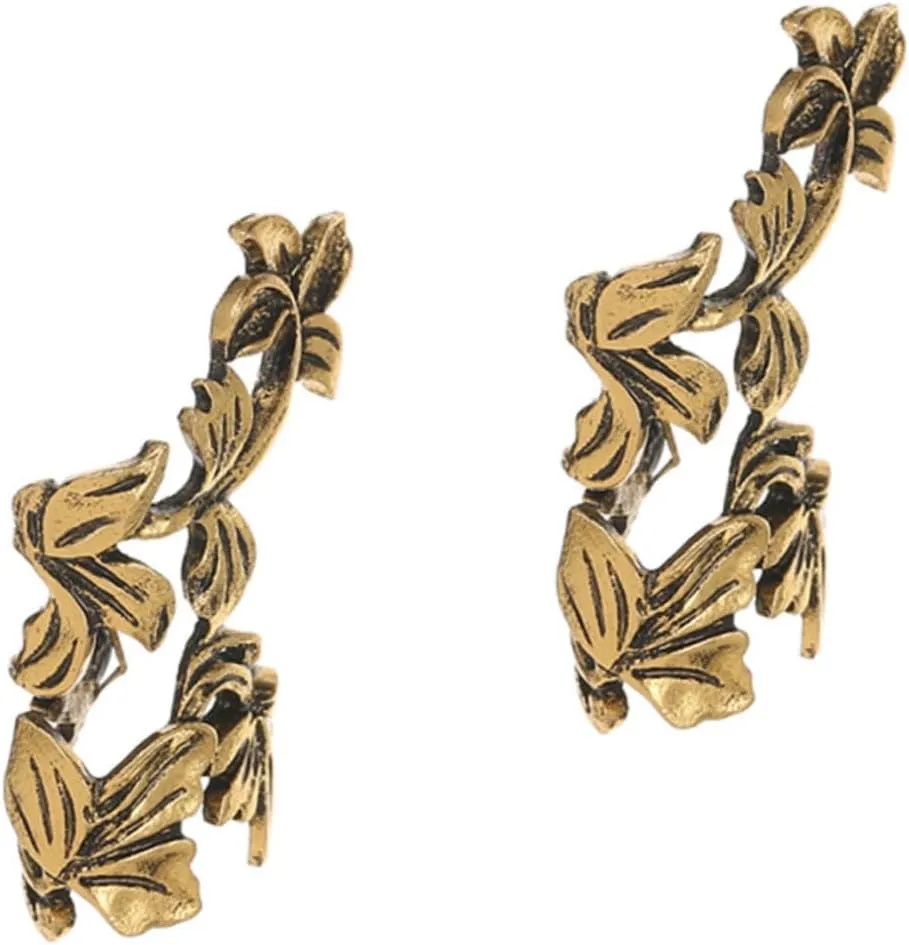 VALICLUD Hollow Leaf Ear Clip Cuff Earrings for Women Leaves Wrap Earrings Ear Hook Clip Leaf Clip on Earrings