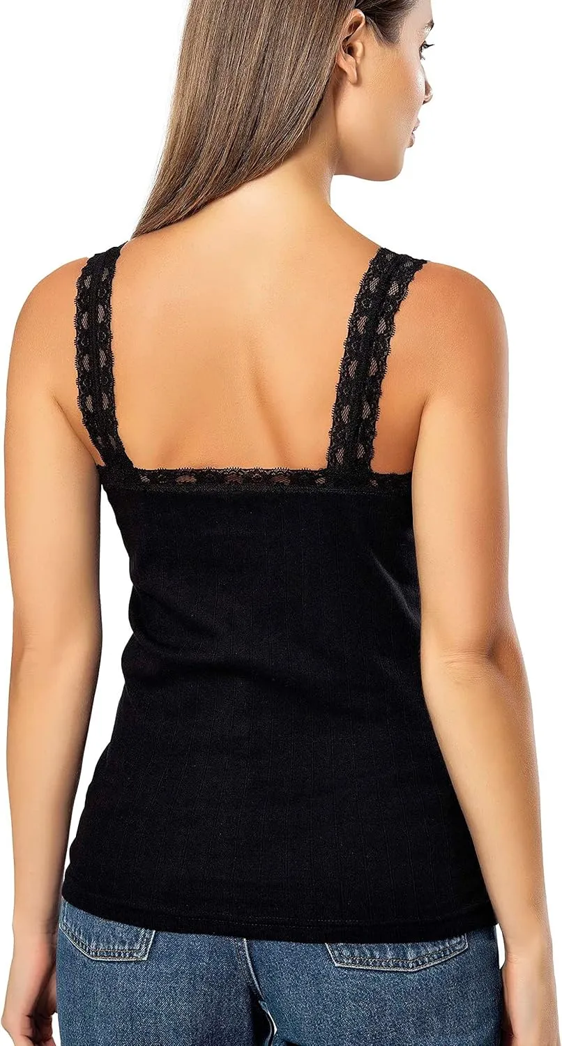 VAVONNE Camisole for Women, All Cotton, Airy Soft Comfy Tank Tops Cami Undershirt
