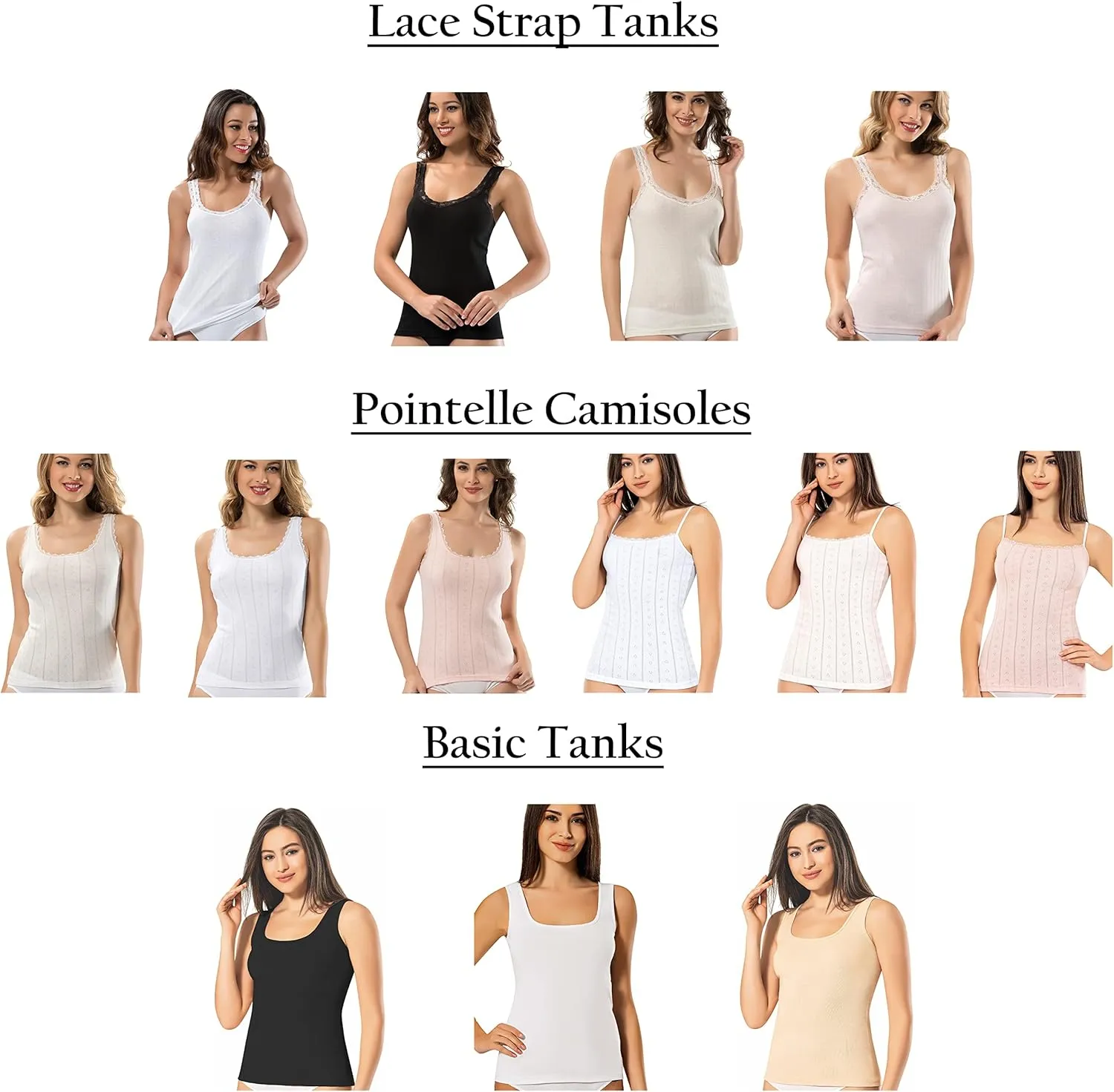 VAVONNE Camisole for Women, All Cotton, Airy Soft Comfy Tank Tops Cami Undershirt