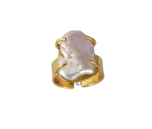 Veracity Jewelry Gold Plated Gemstone Rings For Women & Girls - Jewelry For Women's Birthday Anniversary Wife Mom Girlfriend Sister - Western Style Handmade Jewelry (Pearl - 4)