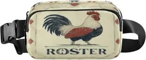 Vintage Rooster Sketch Beige Fanny Packs for Women Girls Crossbody Bags Everywhere Belt Bag with Adjustable Strap Fashion Waist Pack for Running Travel Shopping