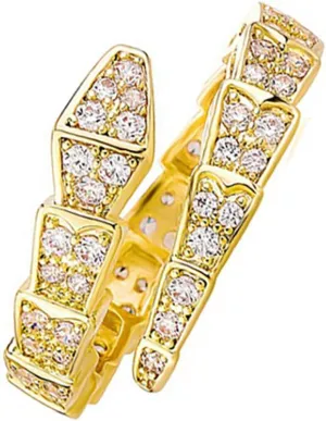 Vintage Snake Rings for Women Cubic Zirconia Spinel Diamond Open Adjustable Silver Plated Promise Statement Rings for Lady Women Birthday Anniversary Party Gold Plated
