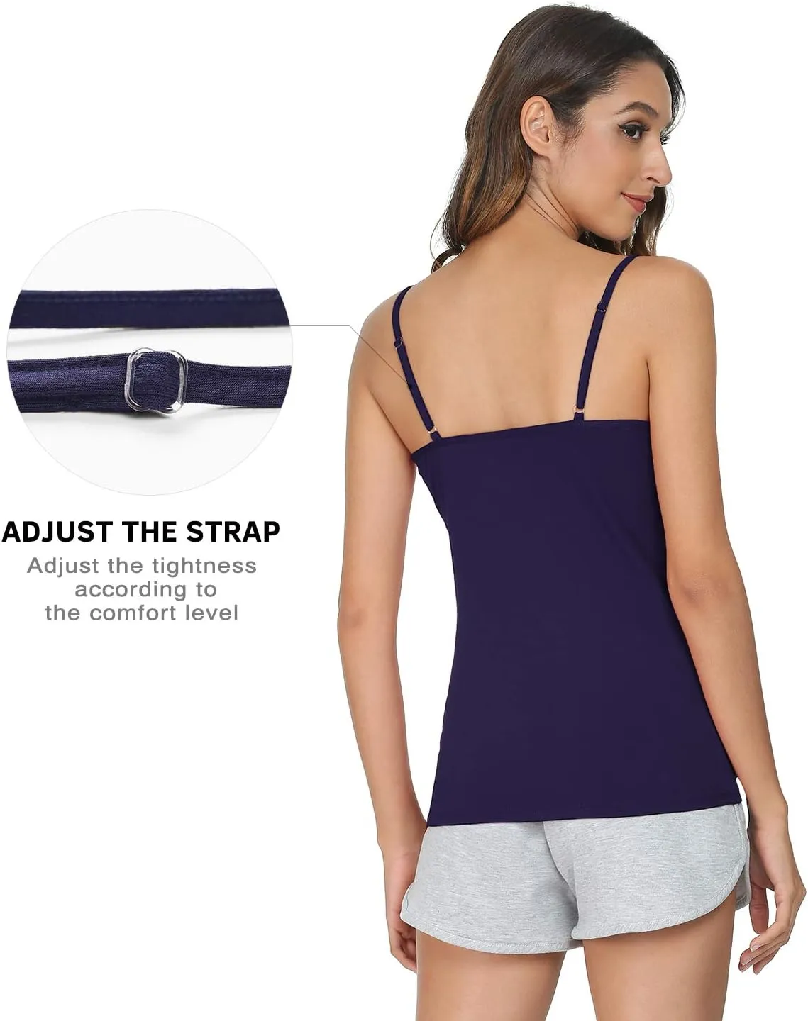 Vislivin Women's Basic Solid Camisole Adjustable Spaghetti Strap Tank Top