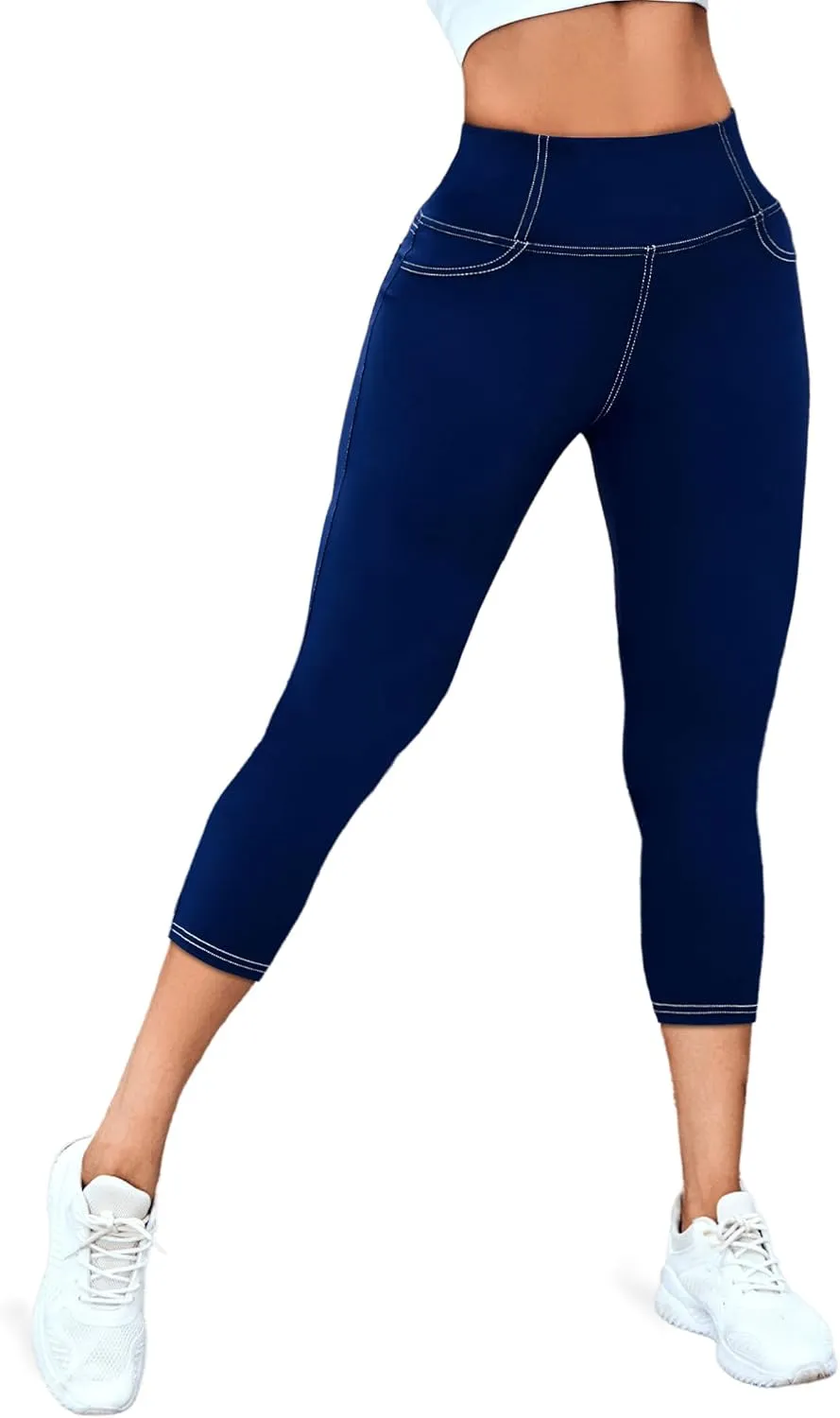 VOOVEEYA Curvy Womens Leggings, High Waisted Yoga Pants with Back Pockets, Tummy Control - Buttery Soft - Stretchy