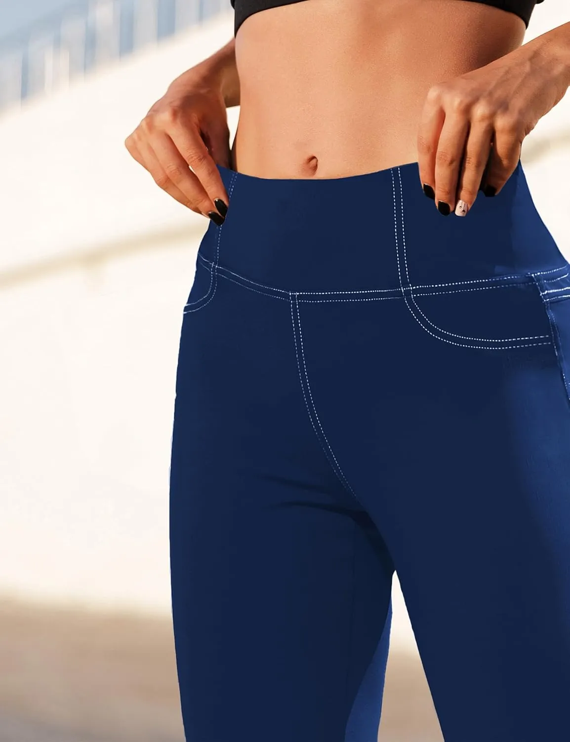 VOOVEEYA Curvy Womens Leggings, High Waisted Yoga Pants with Back Pockets, Tummy Control - Buttery Soft - Stretchy