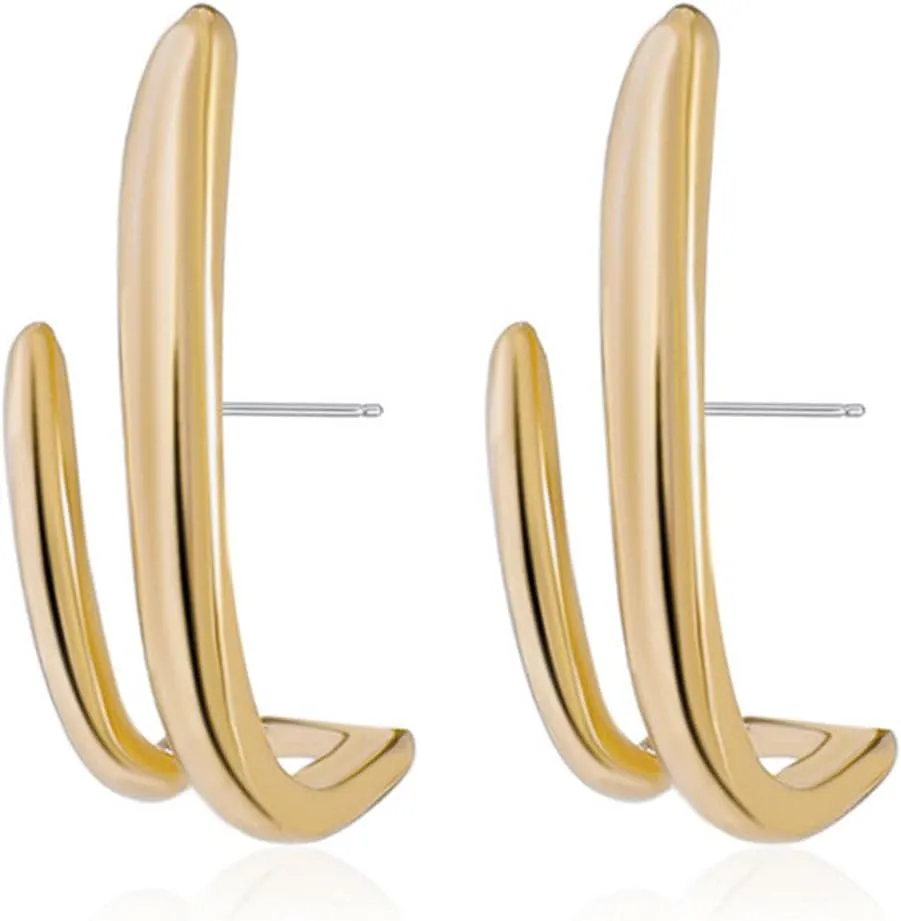 W WEILIRIAN Punk Claw Earrings Claw Cuff Earrings Gold C Shape Earrings Vintage Claw Stud Earrings Minimal Ear Wrap Earrings Piercing Claw Earrings for Women and Girls Gifts