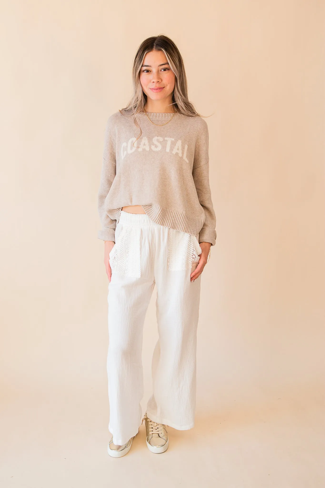 White Crochet Pant