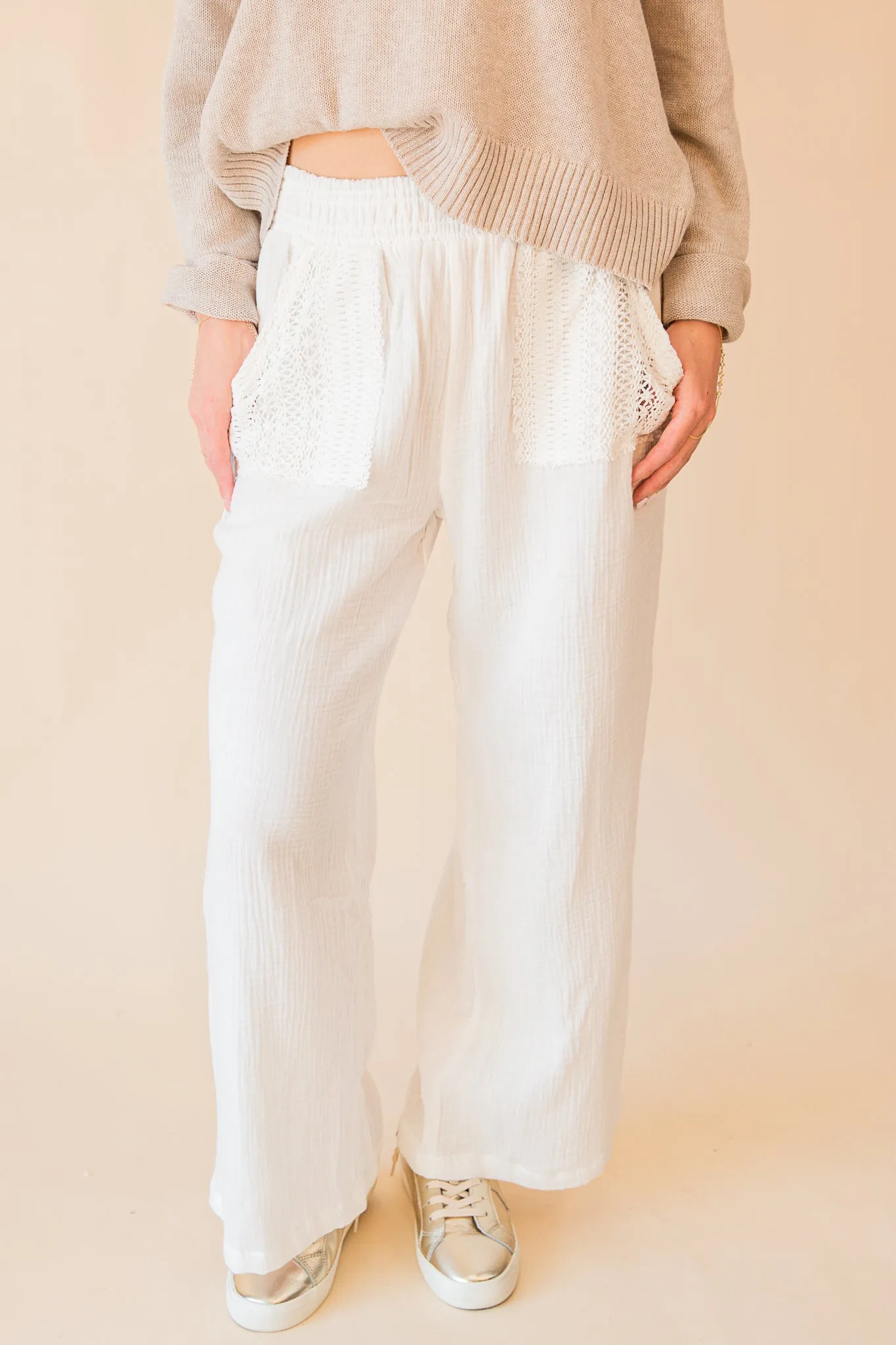 White Crochet Pant
