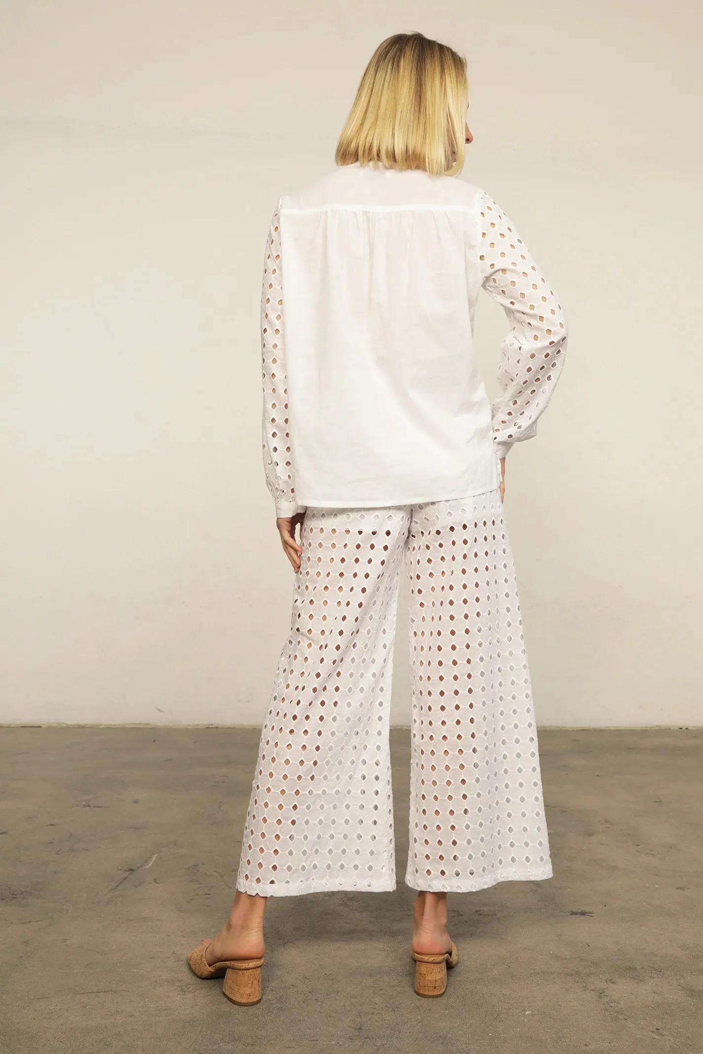 White Eyelet Costa Pant