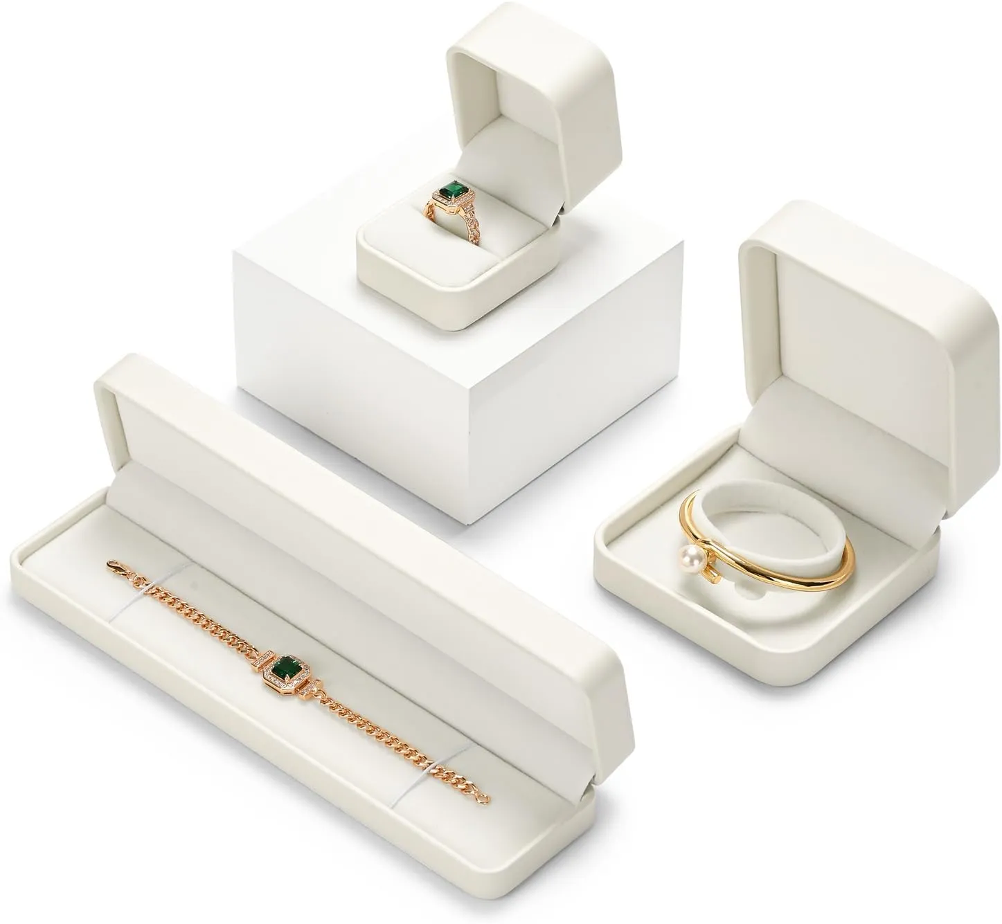 White PU Leather Jewelry Gift Box for Bracelet Small Jewelry Bangle Bracelet Gift Box