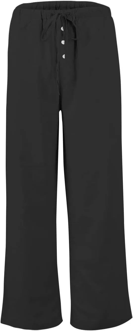 Wide Leg Linen Pants for Women Casual Summer Drawstring Waist Palazzo Pants with Pockets Beach Cover Up Trousers