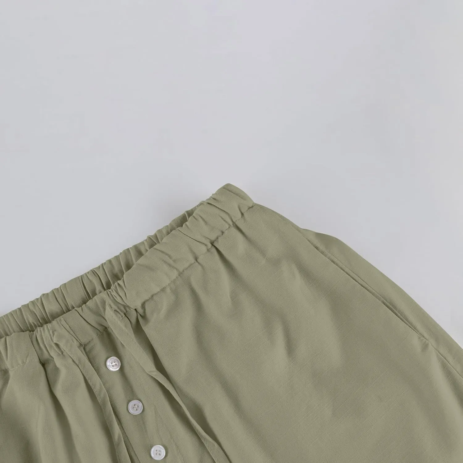 Wide Leg Linen Pants for Women Casual Summer Drawstring Waist Palazzo Pants with Pockets Beach Cover Up Trousers