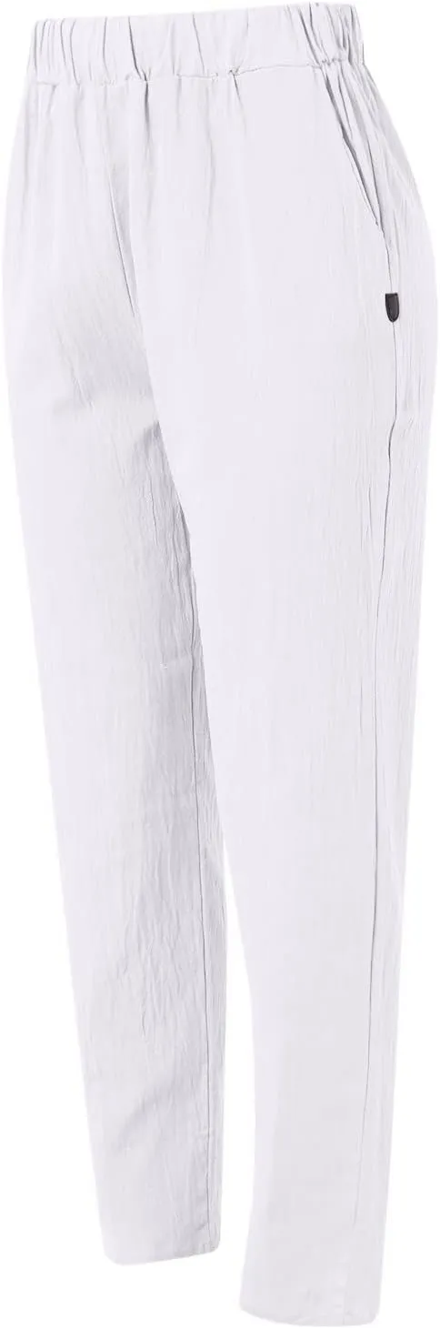 Women Casual Pants Fashion High Elastic Waisted Long Trousers Plus Size Comfortable Ankle Length Pants with Pockets