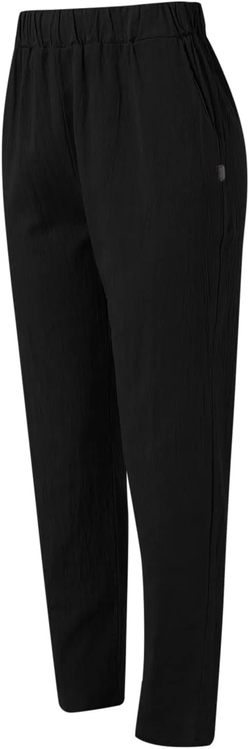 Women Casual Pants Fashion High Elastic Waisted Long Trousers Plus Size Comfortable Ankle Length Pants with Pockets