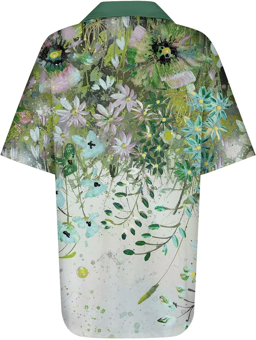 Women Floral Print 2024 Casual Tops V Neck Summer Blouse Shirt Lapel Collar Tunic Tops Trendy Dressy Ladies Clothing