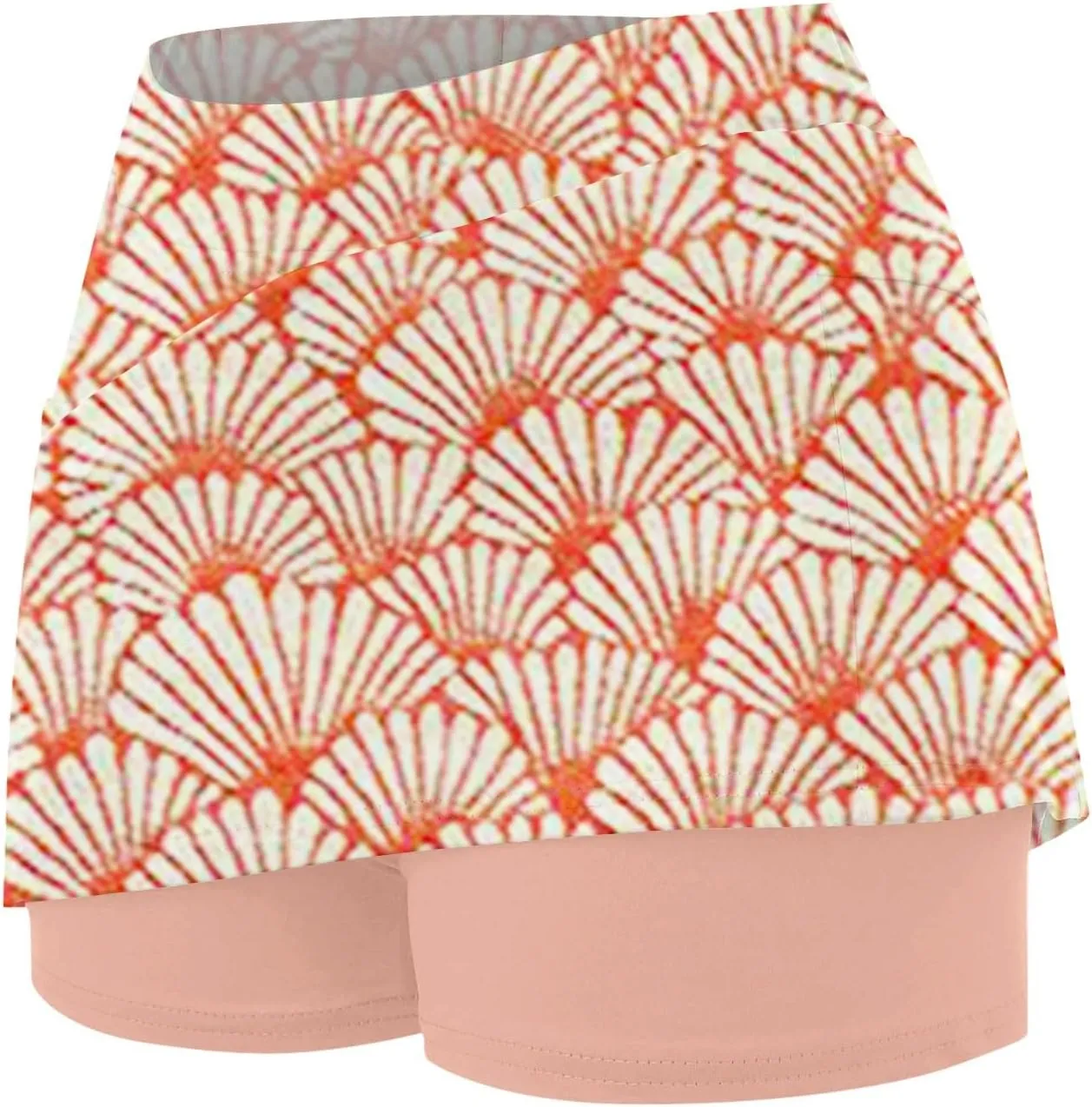 Women High-Rise 2 in 1 Skorts Floral Printing Workout Athletic Skirt Shorts Stretchy Bodybuilding Sport Tennis Shorts