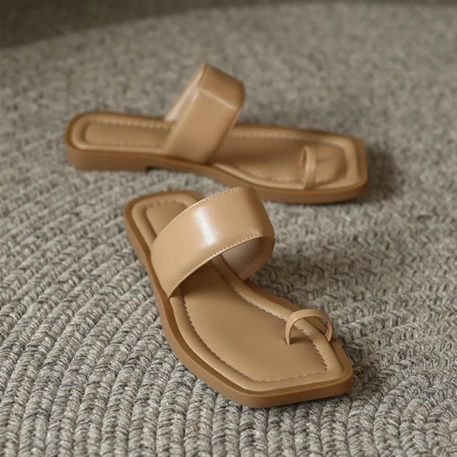 Women Mules Orthopedic Sandals, Women's Square Toe Slip on Flat Wide Bunion Orthopedic Sandals, Breathable Casual Beach Travel, for Big Toe Bone Correction Toe Arch Support