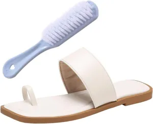 Women Mules Orthopedic Sandals, Women's Square Toe Slip on Flat Wide Bunion Orthopedic Sandals, Breathable Casual Beach Travel, for Big Toe Bone Correction Toe Arch Support