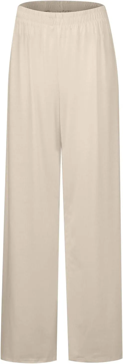 Women Palazzo Pants Summer Boho Wide Leg High Waist Casual Lounge Yoga Pants with Pockets Trousers