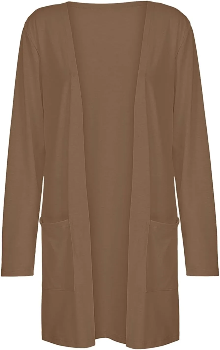 Women's 2023 Long Sleeve Kimono Cardigan Open Front Cozy Sweater Coat Casual Lightweight Outerwear with Pockets