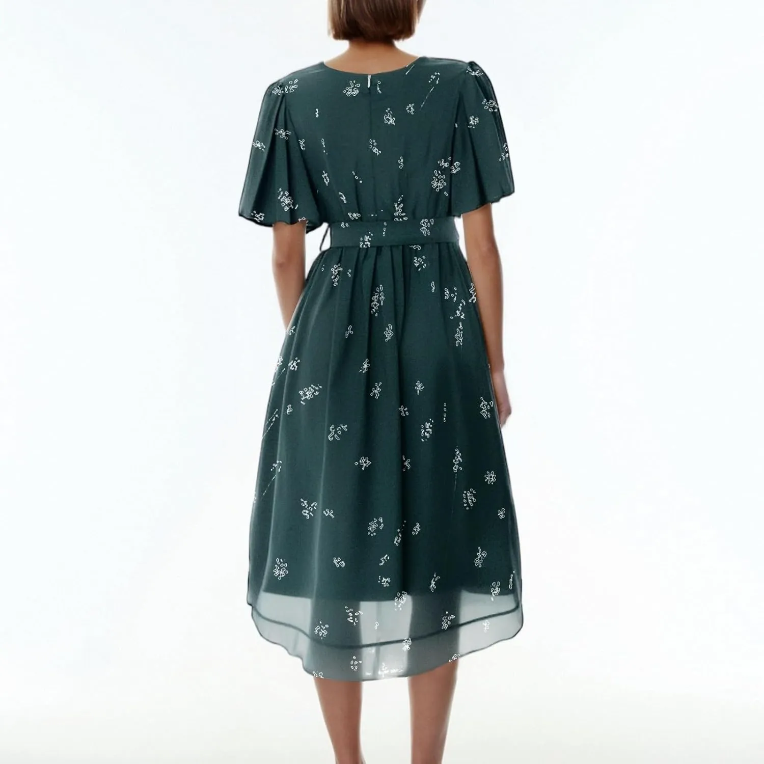 Womens Boho Floral Printed Chiffon Dresses 2025 Spring Elegant V Neck Belted Summer Wedding Prom Cocktail Midi Dress