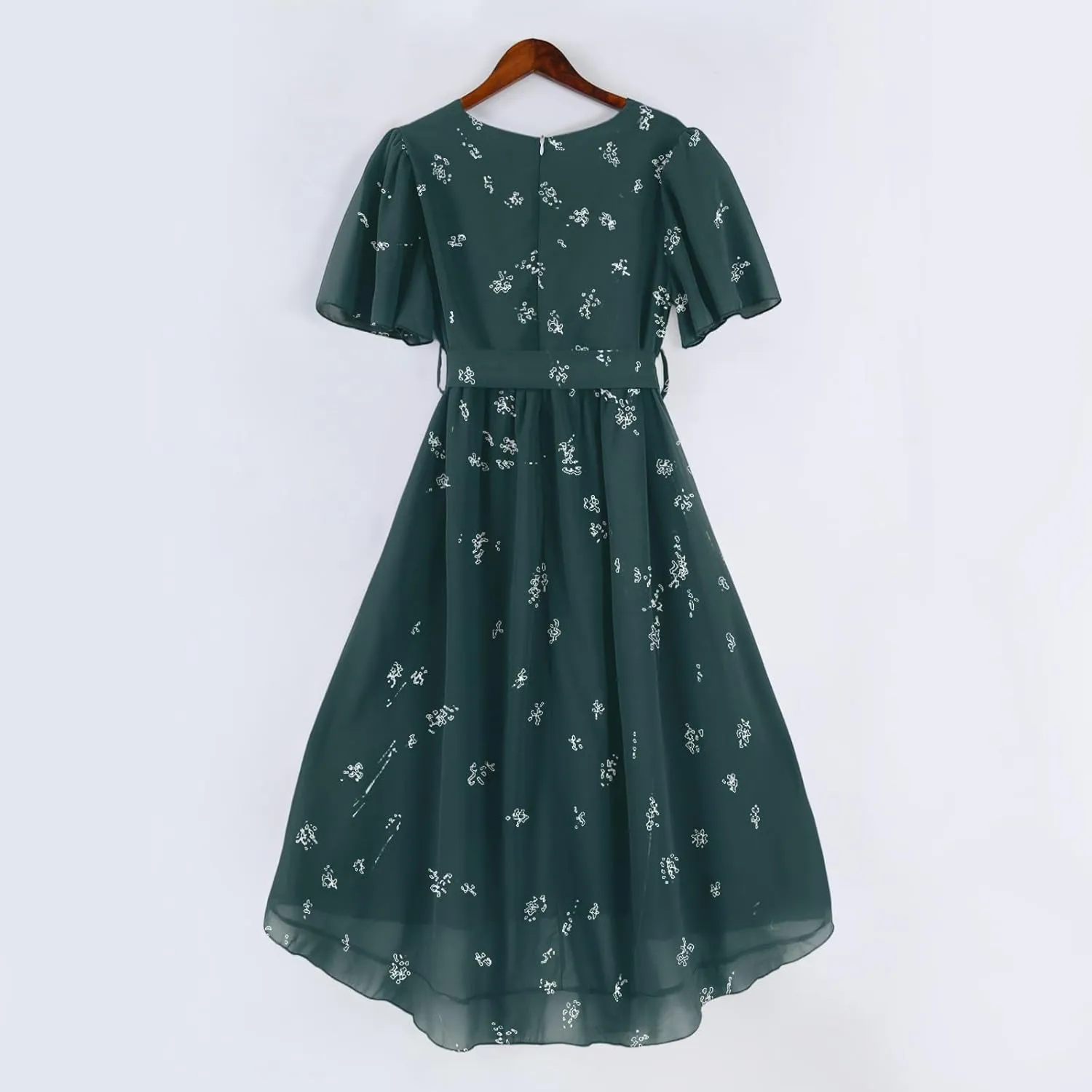 Womens Boho Floral Printed Chiffon Dresses 2025 Spring Elegant V Neck Belted Summer Wedding Prom Cocktail Midi Dress