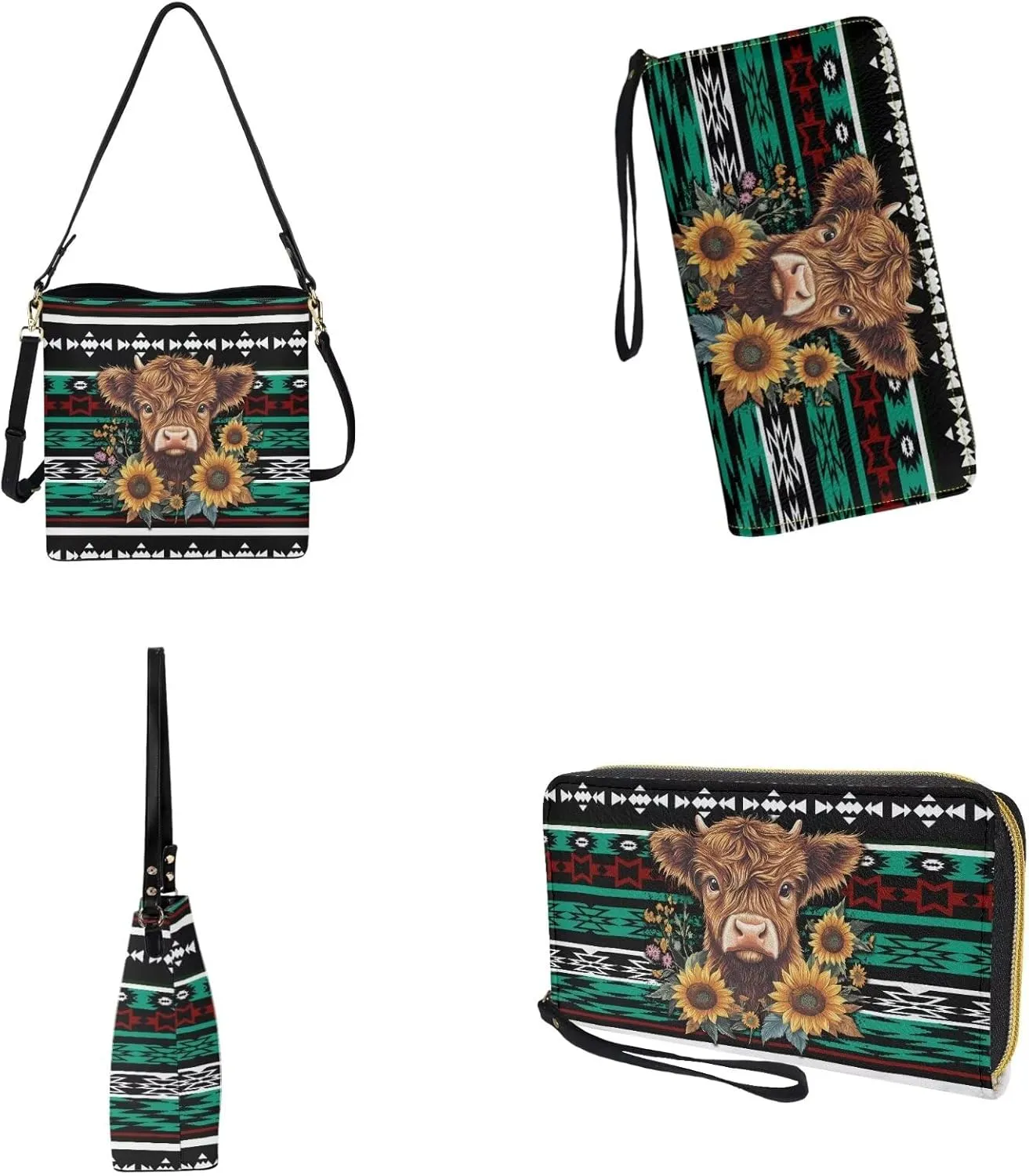 Womens Bucket Crossbody Bag Set Waterproof Shoulder Bag Top-Handle Handbags with Purse for Women
