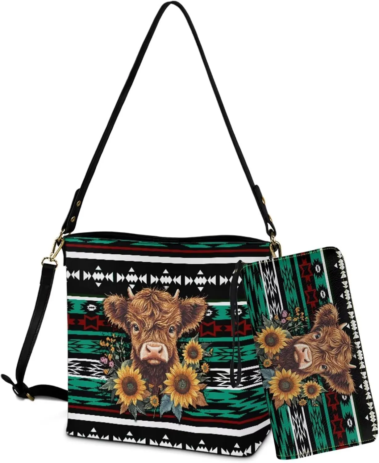Womens Bucket Crossbody Bag Set Waterproof Shoulder Bag Top-Handle Handbags with Purse for Women