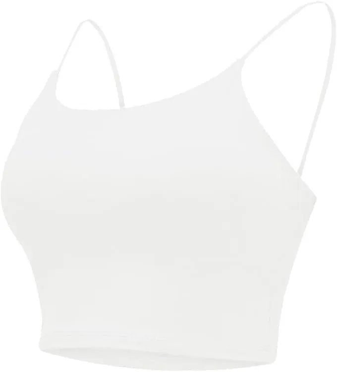Womens Built in Padded Bra Camisoles Plus Size Spaghetti Strap Tank Tops Summer Workout Crop Top Sexy Slim Cami