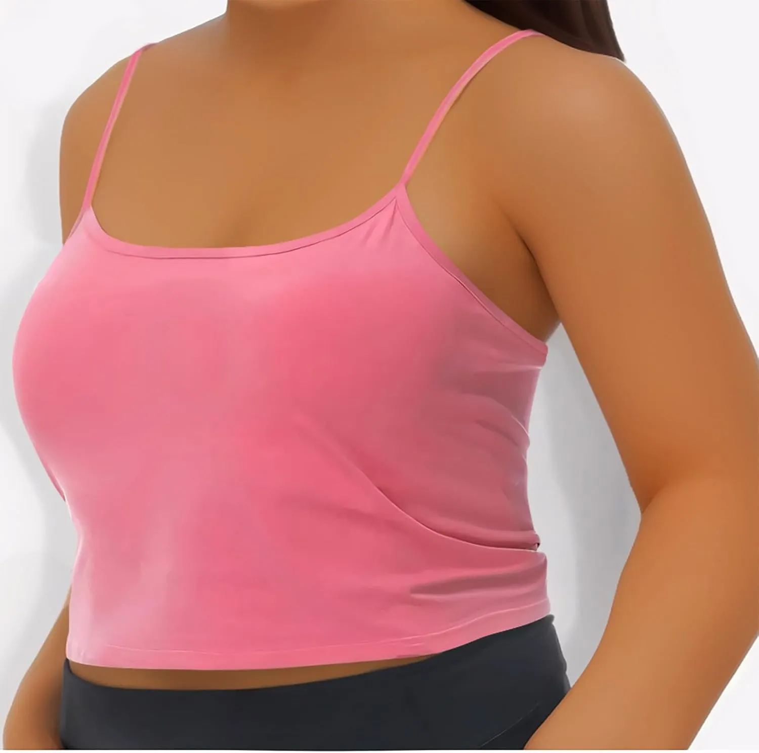 Womens Built in Padded Bra Camisoles Plus Size Spaghetti Strap Tank Tops Summer Workout Crop Top Sexy Slim Cami
