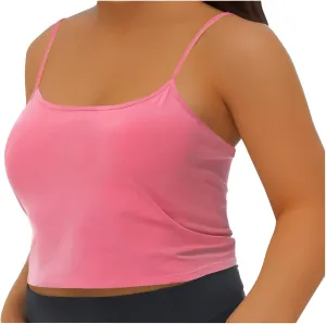 Womens Built in Padded Bra Camisoles Plus Size Spaghetti Strap Tank Tops Summer Workout Crop Top Sexy Slim Cami