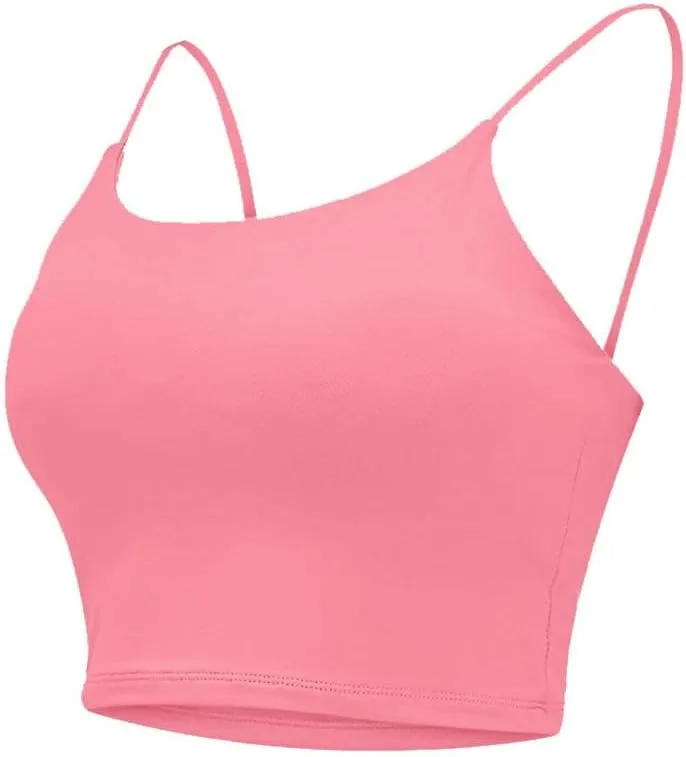 Womens Built in Padded Bra Camisoles Plus Size Spaghetti Strap Tank Tops Summer Workout Crop Top Sexy Slim Cami