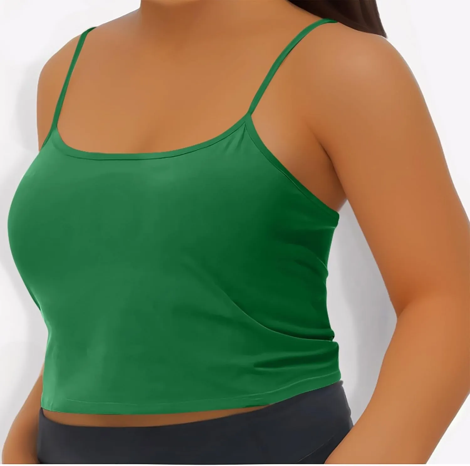 Womens Built in Padded Bra Camisoles Plus Size Spaghetti Strap Tank Tops Summer Workout Crop Top Sexy Slim Cami