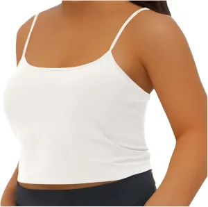 Womens Built in Padded Bra Camisoles Plus Size Spaghetti Strap Tank Tops Summer Workout Crop Top Sexy Slim Cami