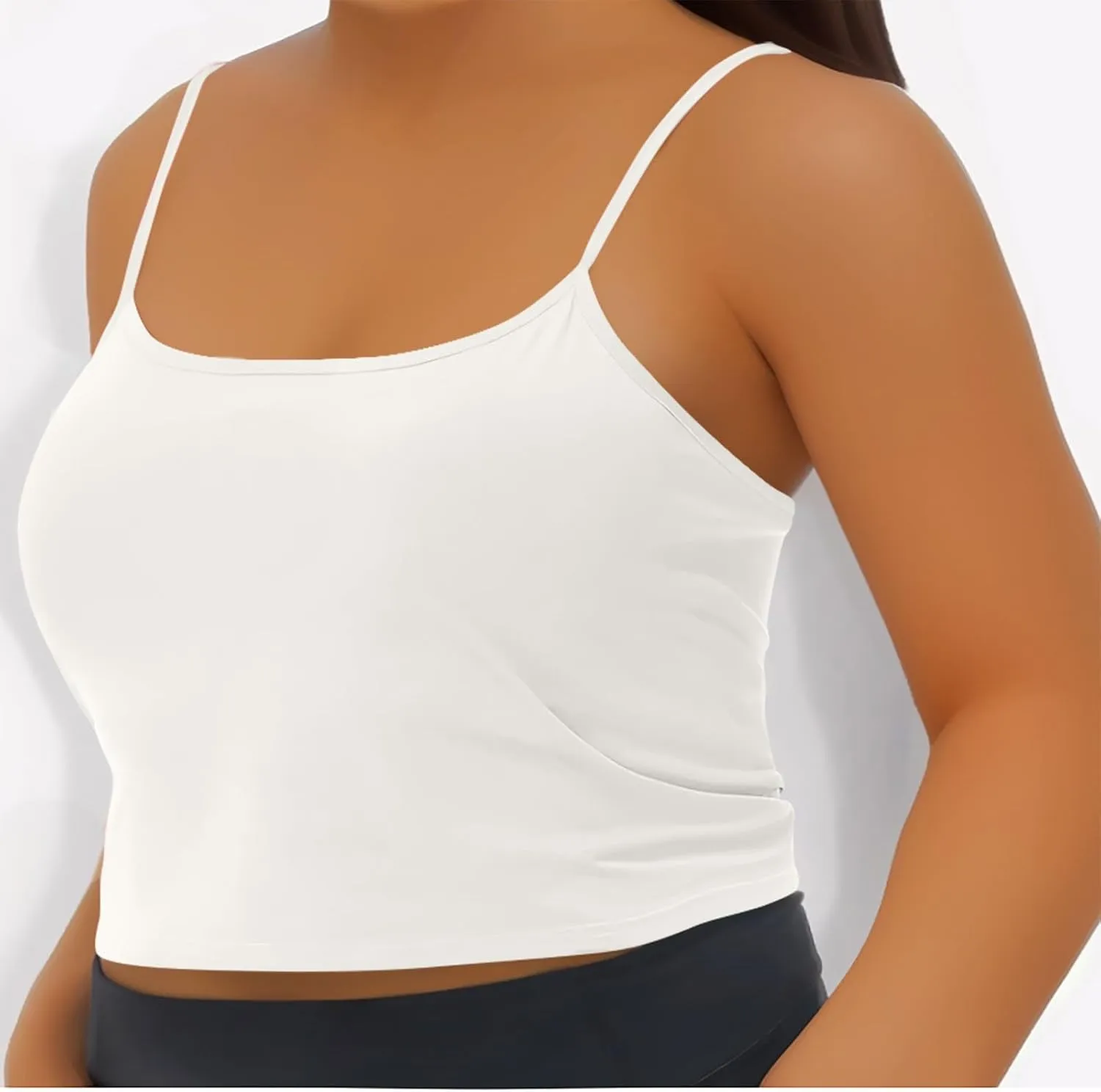 Womens Built in Padded Bra Camisoles Plus Size Spaghetti Strap Tank Tops Summer Workout Crop Top Sexy Slim Cami