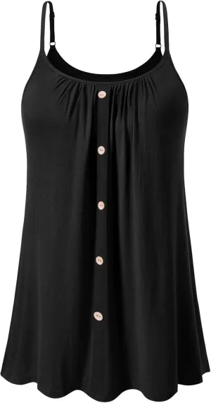 Womens Camisoles with Built-in Padded Bra Flowy Tanks Adjustable Spaghetti Straps Tank Tops