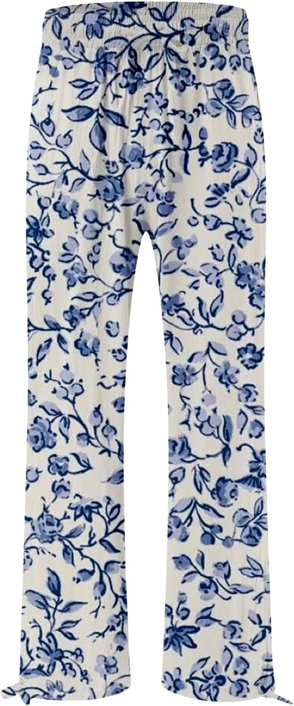 Womens Casual Wide Leg Pants Womens Cotton Casual Loose Pants Comfy Work Pants with Trousers with Pocket for Women
