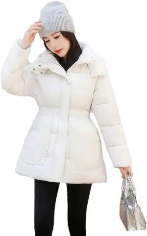 Women's Coats Slim Hooded Parkas Long Section Warm Down Basic Jacket Thicken Cotton Padded Outwear Female