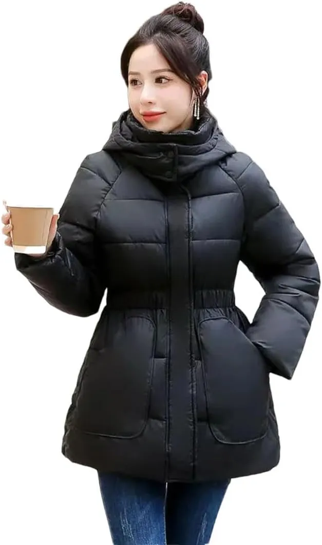Women's Coats Slim Hooded Parkas Long Section Warm Down Basic Jacket Thicken Cotton Padded Outwear Female