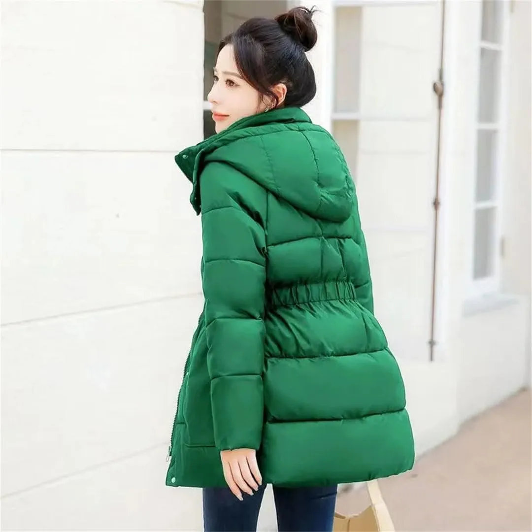 Women's Coats Slim Hooded Parkas Long Section Warm Down Basic Jacket Thicken Cotton Padded Outwear Female